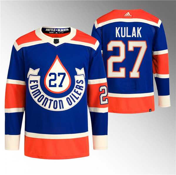 Men's Edmonton Oilers #27 Brett Kulak 2023 Royal Heritage Classic Primegreen Stitched Jersey Dzhi